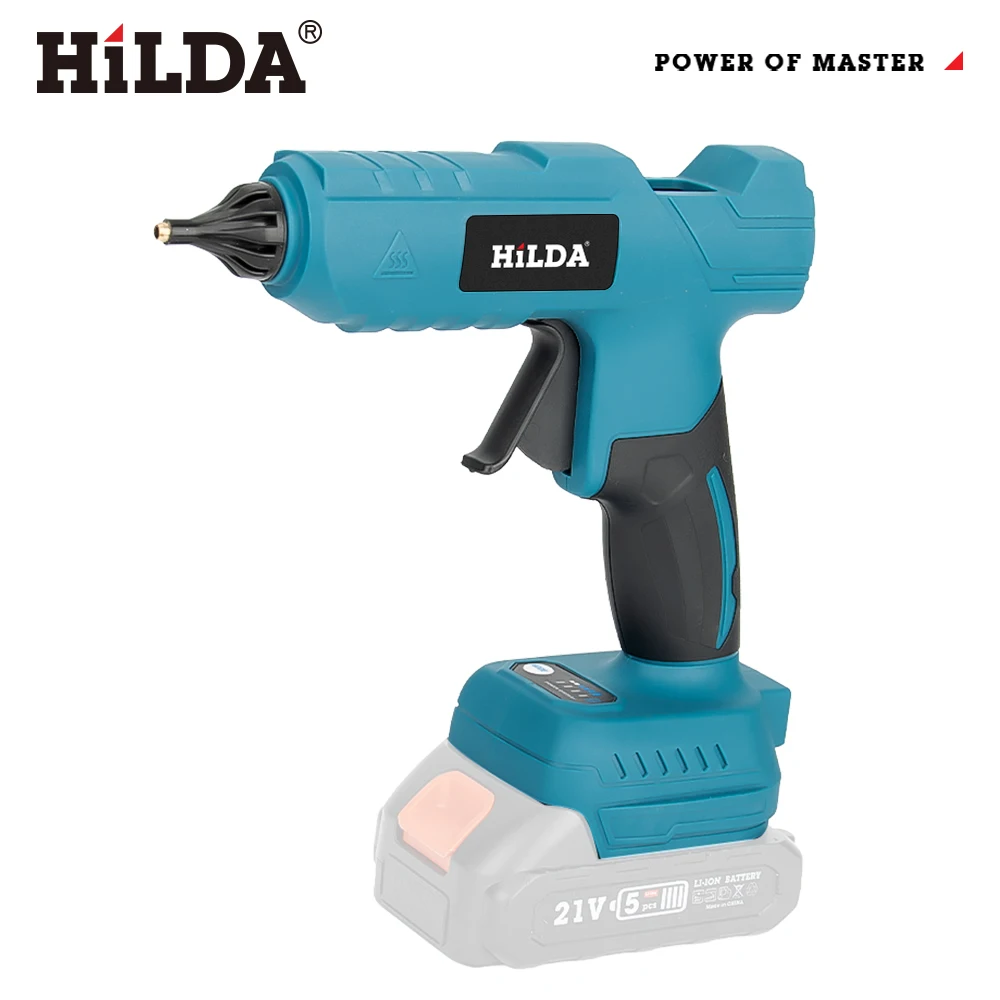 مسدس صمغ كهربائي يسيح بالحرارة من هيلدا مع فوهة دقيقة 11 ملم عصا صمغ معززة للسلامة اللاسلكية تناسب بطارية ماكيتا 18 فولت