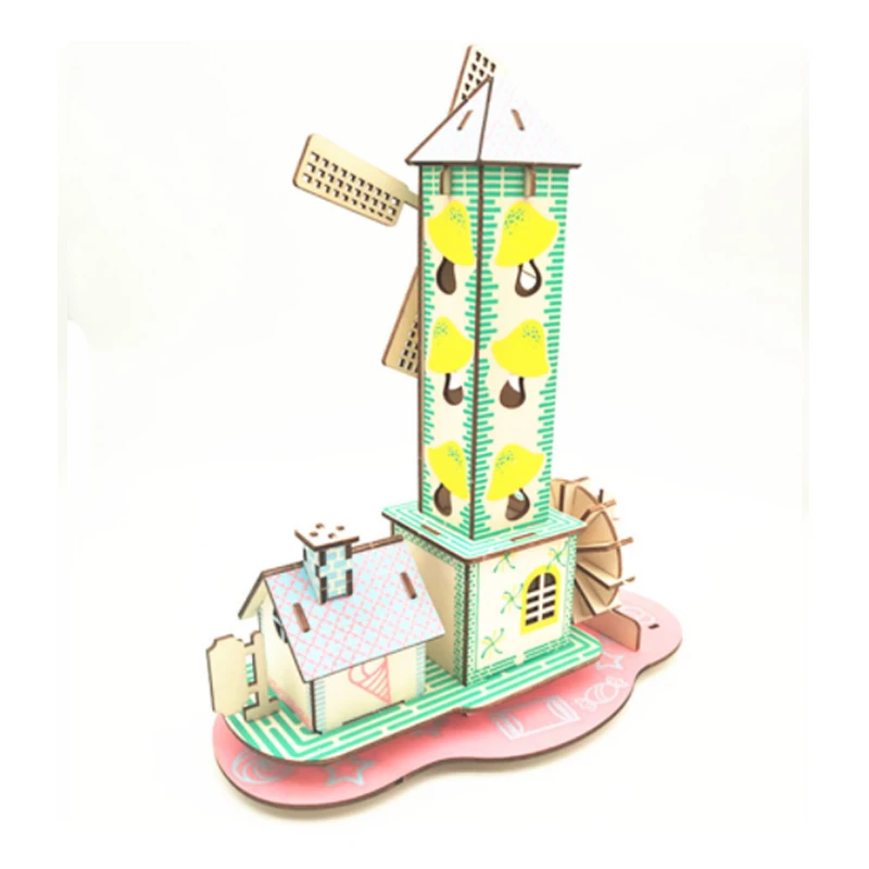 Diy Puzzle Drewniany Model Zabawki 3d Puzzle - Kids Heart Cottage Cartoon Drewniany Zestaw Puzzle Building Block Montaż Zabawka Dla Dzieci Prezent p25