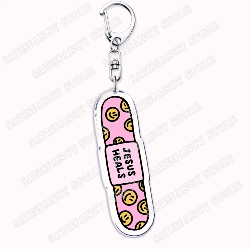 Hot Faith Pink Christian Jesus Keychains for Women Accessories Bag God Bible Church Hope Gospel Key Chain Keyrings Jewelry Gifts