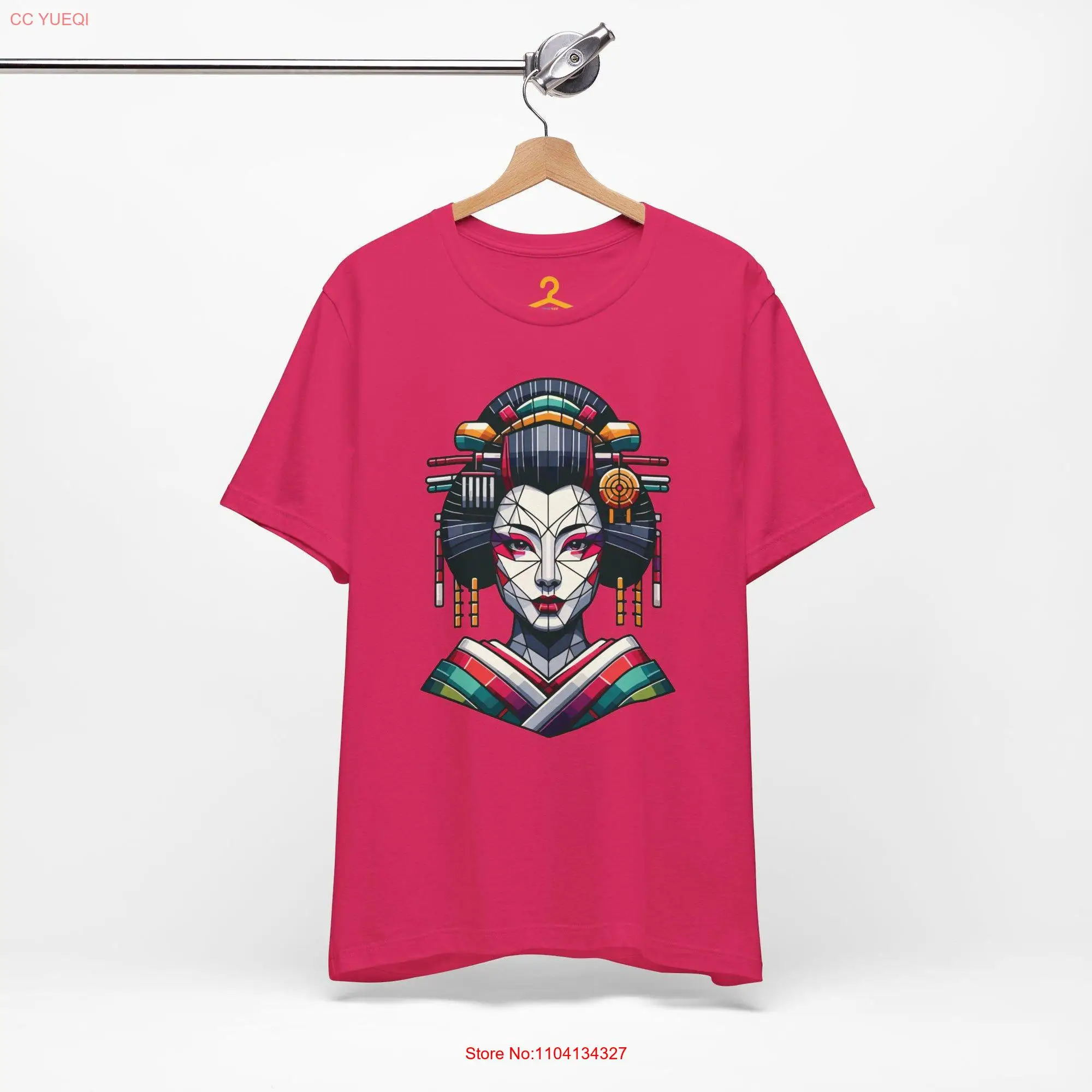 Geometric Geisha T Shirt for Her Stunning Artistic Design Unique and Colorful Ideal Stylish Women's Wear