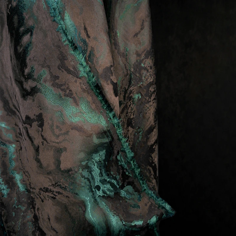 Brown Green River Ripple Pattern Three-dimensional Relief Texture Dress Autumn and Winter Coat Jacquard Designer Fabric