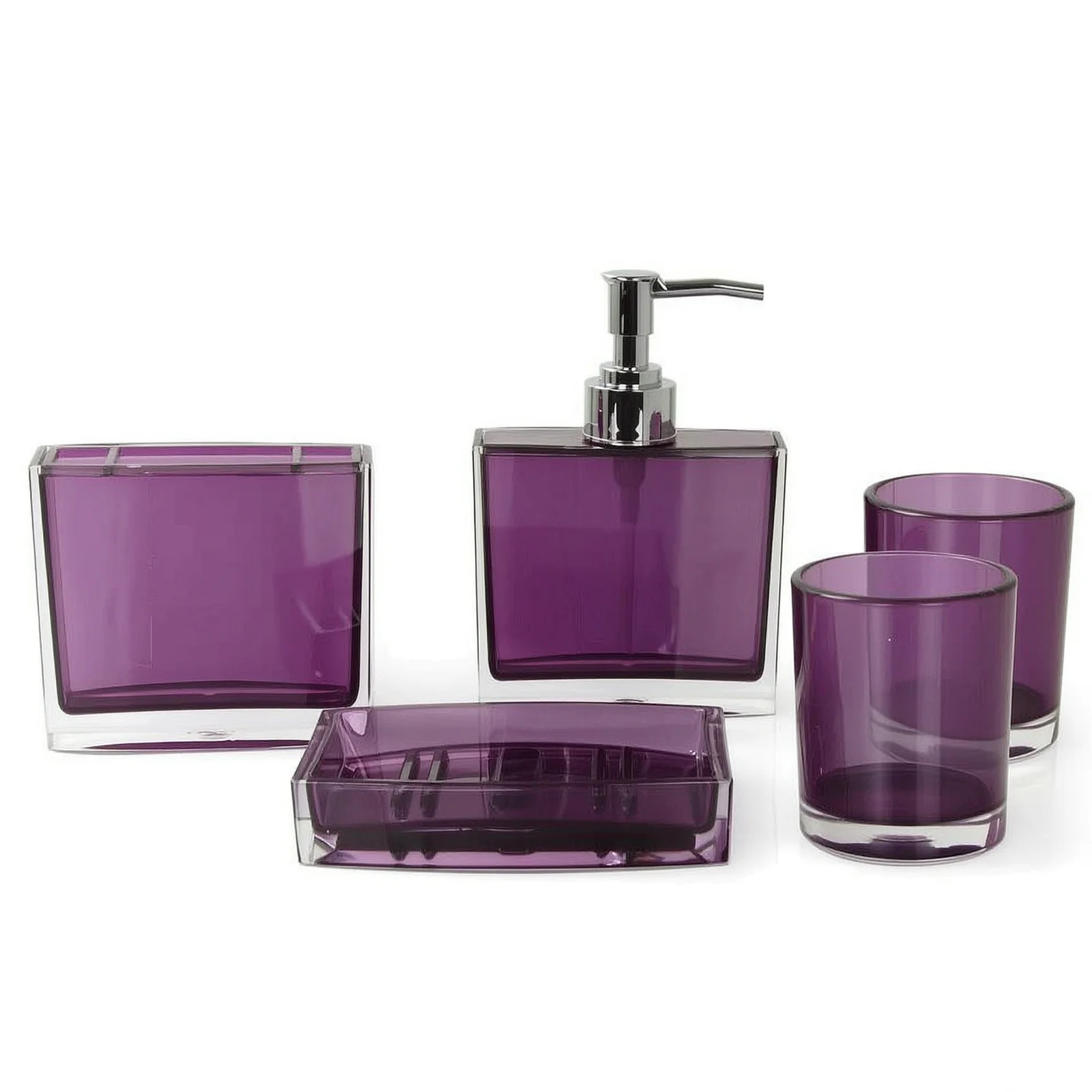 5 Piece Bathroom Accessory Set, Modern Design Acrylic Luxury Bath Vanity Set with Soap Dish, Tooth Brush Holder,