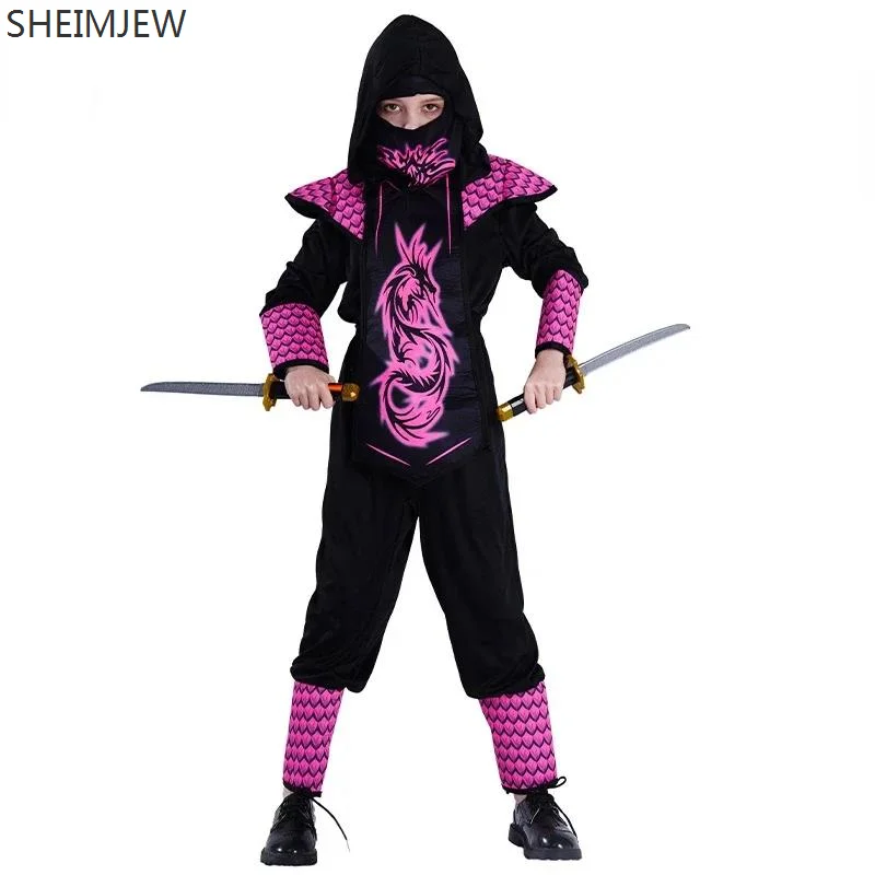 New Children's Pink Girl Ninja Cosplay Costume Halloween Roleplay Ninja Costumes Carnival Party Stage Performance Dress Up