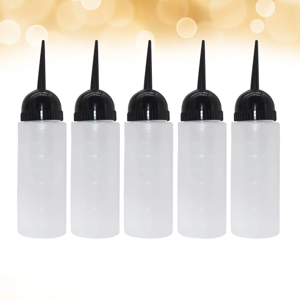 5 pçs 120ml lavagem para colorir shampoo garrafa recarregável salão de beleza recipiente de tintura de cabelo ponta oblíqua à prova de vazamento anti deslizamento design tintura de cabelo