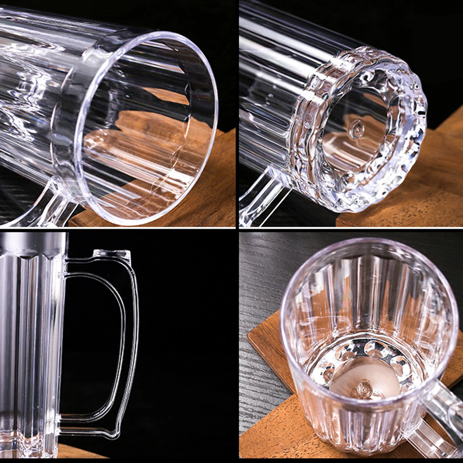 Transparent Acrylic Beer Mug Shatterproof Unbreakable Beverage Cup Reusable Drinkware Barware for Restaurant Party Home