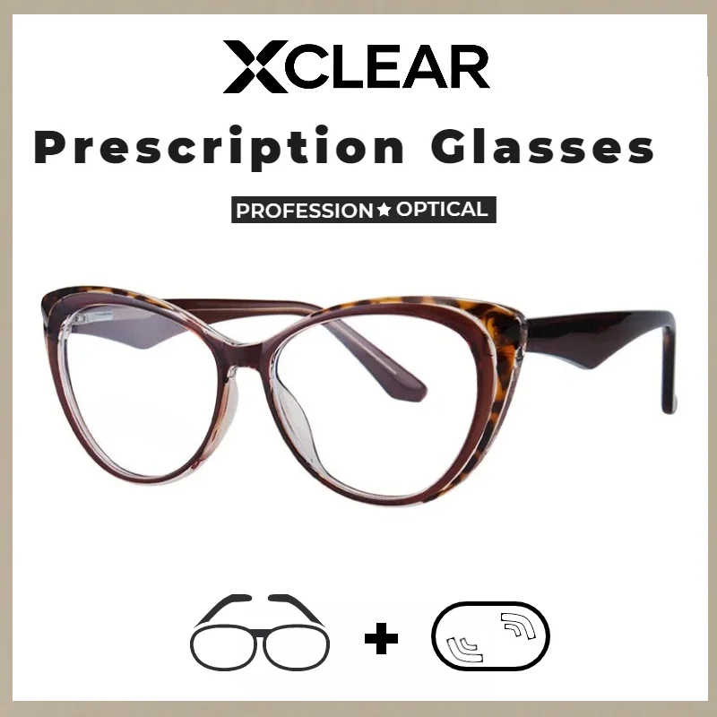 

Xclear Cateye Currents Myopia Prescription Glasses New Design Classic High Quality Anti Blue Ray Progressive Optical Eyeware