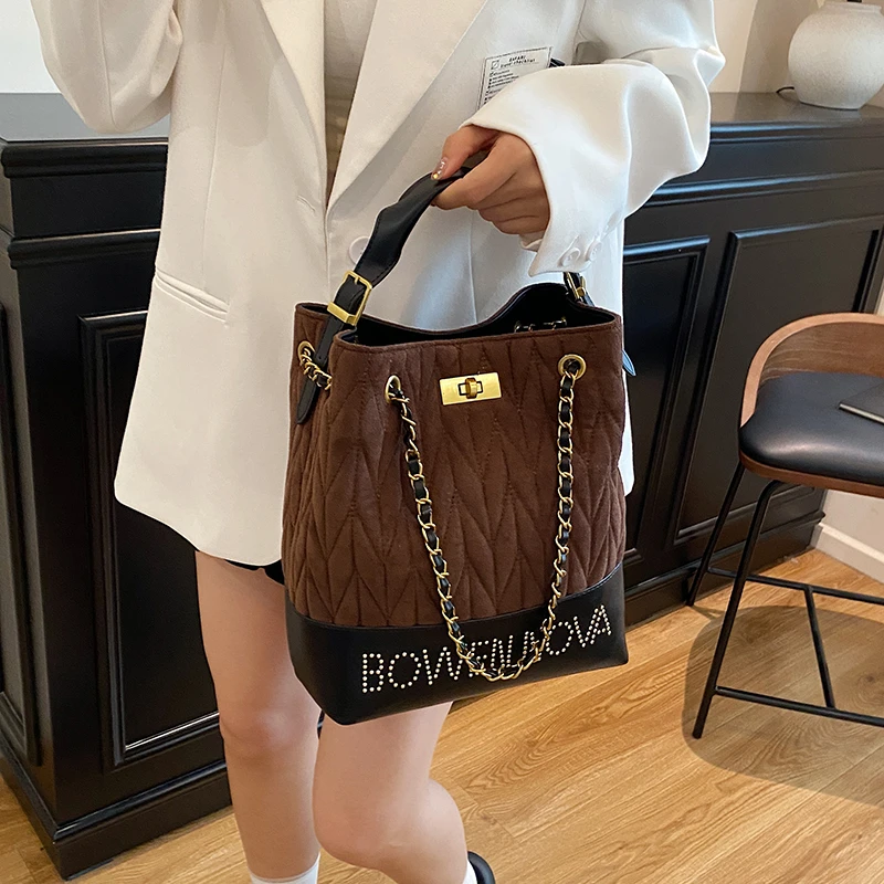 

Элегантная женская кожаная большая сумка Шикарная роскошная сумка через плечо Дизайнерская сумка через плечо Классический модный стиль