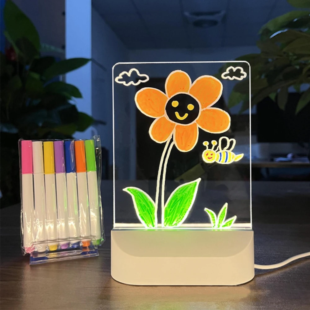 

Erasable fluorescent board, LED desk lamp, graffiti luminous drawing board, hand drawn DIY transparent night light