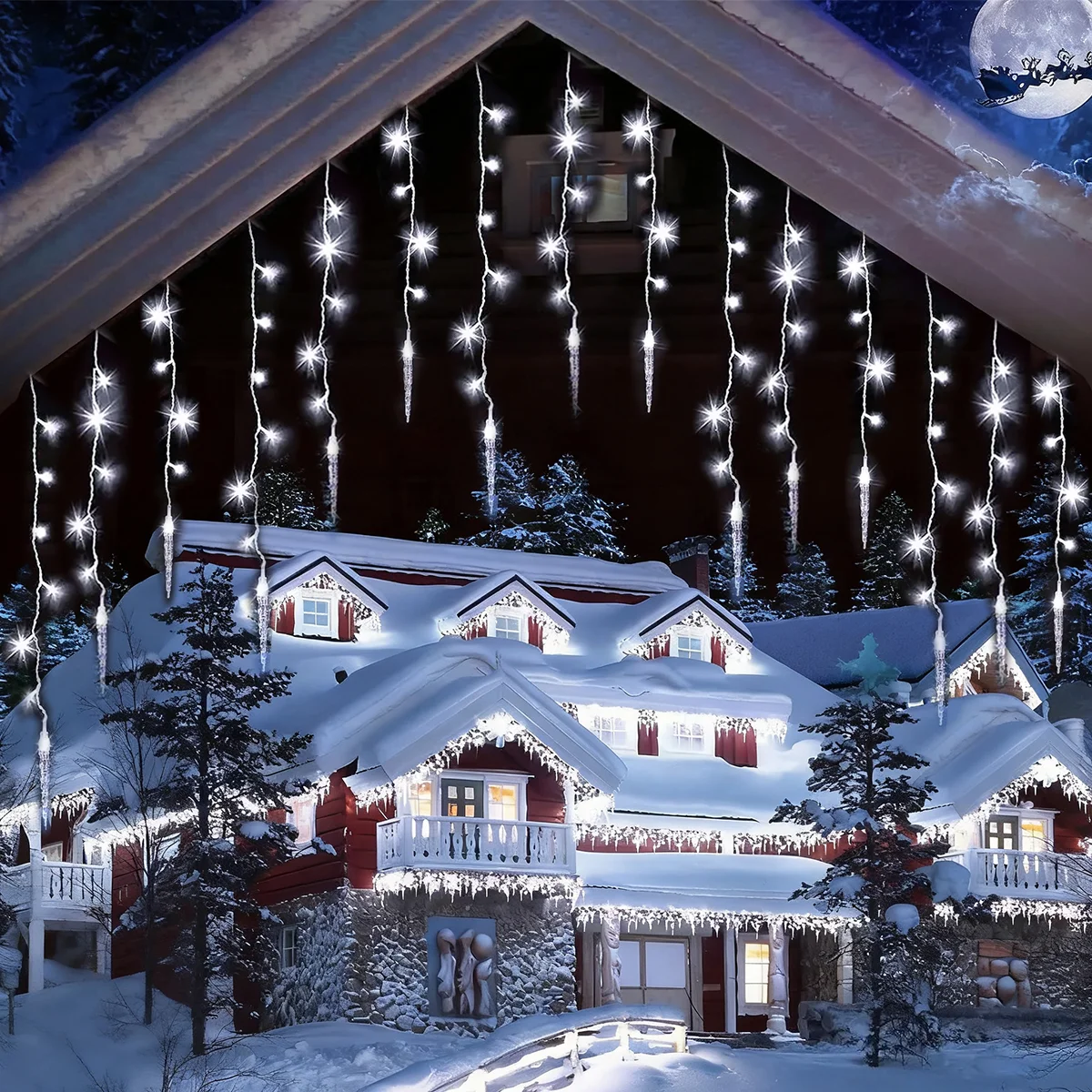 1pc 96 LED Icicle Christmas Icicle String Lights Fairy Decorative Curtain Lamp USB Powered For Window Partry Weeding Decoration