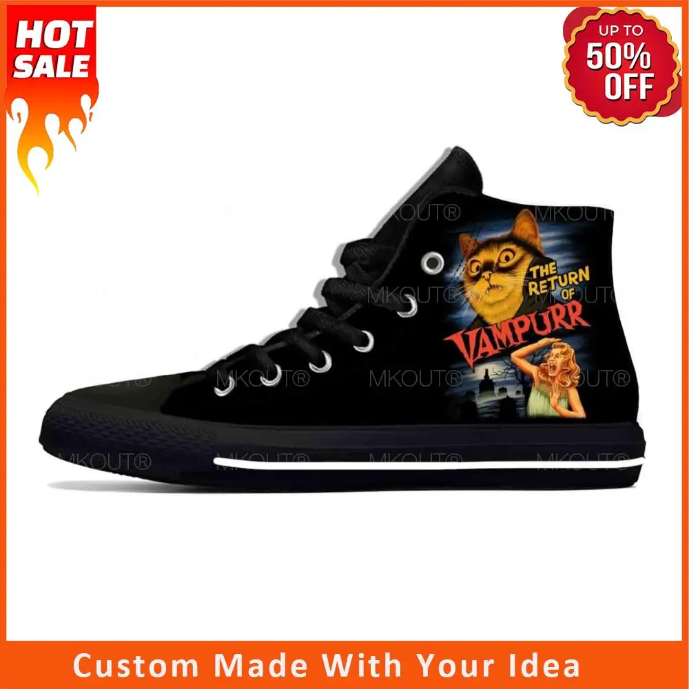 Vampurr Cat Vampire Halloween Anime Cartoon Comic Casual Cloth Shoes High Top Lightweight Breathable 3D Print Men Women Sneakers