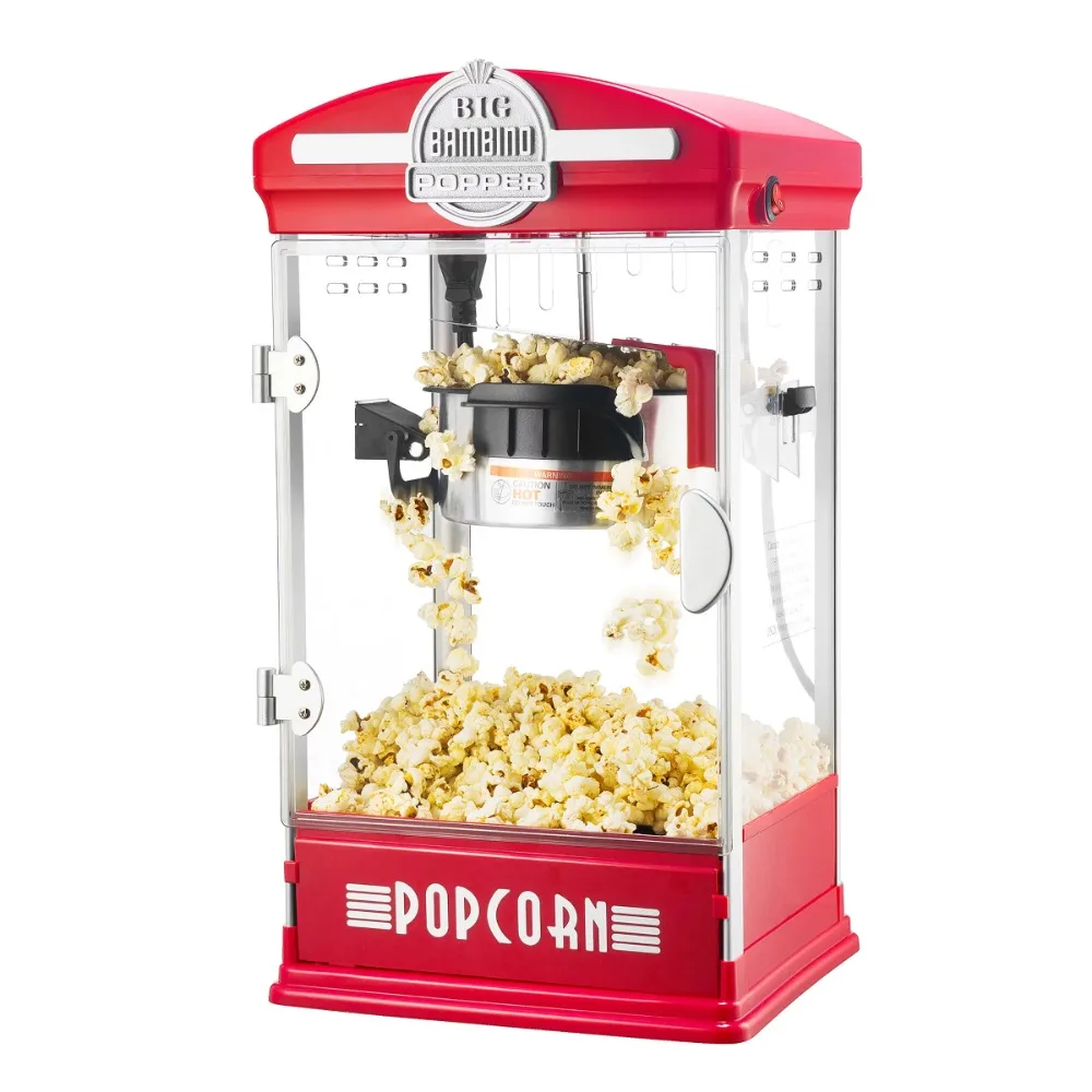 

Popcorn Machine - Old Fashioned Popcorn Maker with 4-Ounce Kettle, Measuring Cups, Scoop and Serving Cups (Red)