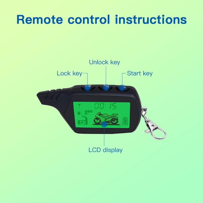 Motorcycle LCD PKE Two-way Remote Control With Inductive Power Time Display Oil Detection Scooter PKE Anti-theft Alarm