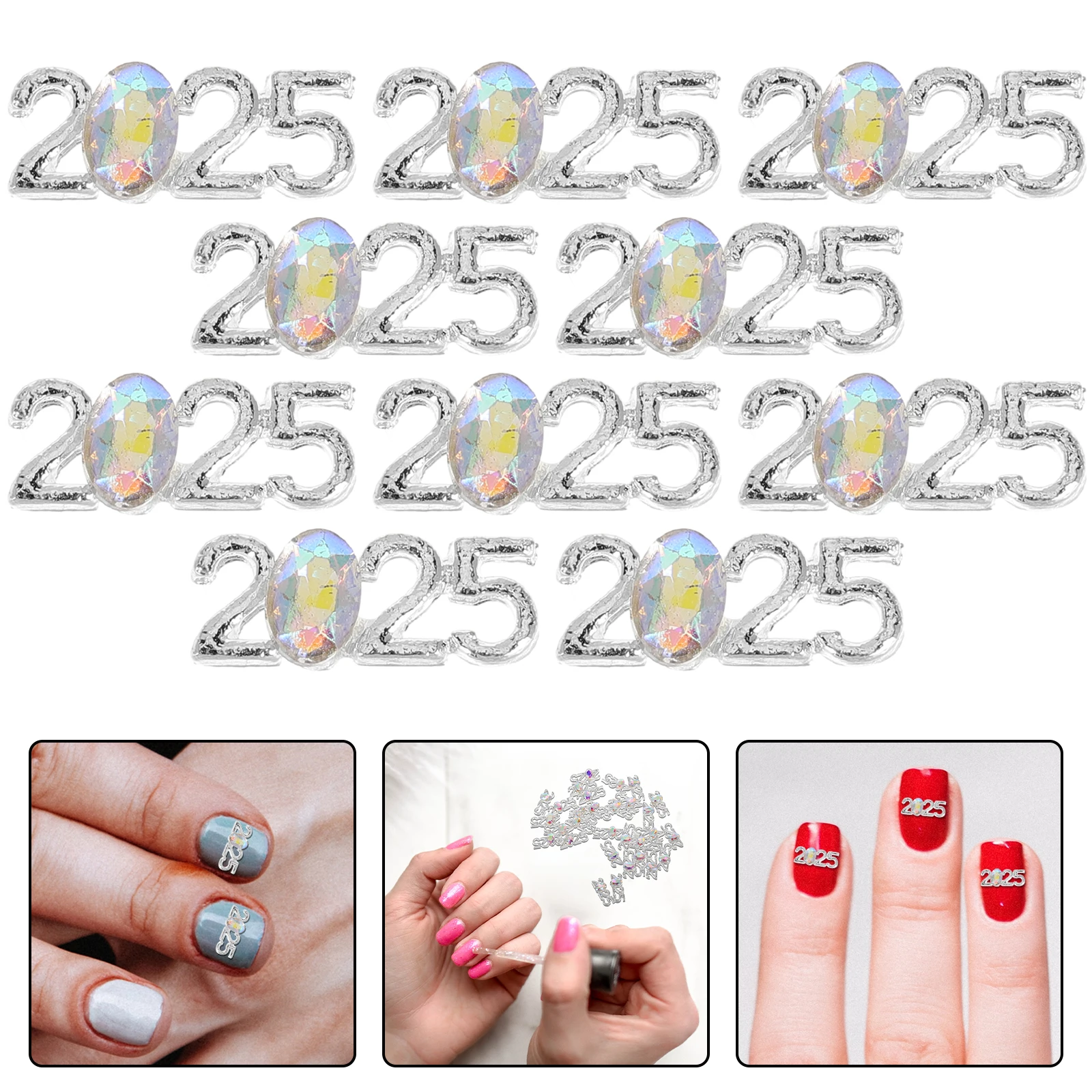 

30pcs 2025 3D Metal Alloy Rhinestones Charms For Acrylic Nails Shiny Art Gems Diy Decoration Crystal Nail Stones New Year Nail