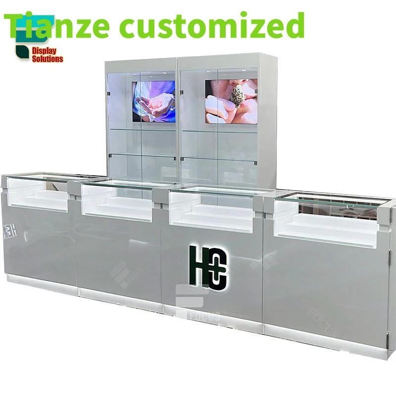 

(customized)Factory Store Window Display Glass Wall Light Display Commercial Cabinet Smoke Shop Furniture Wooden Shelv