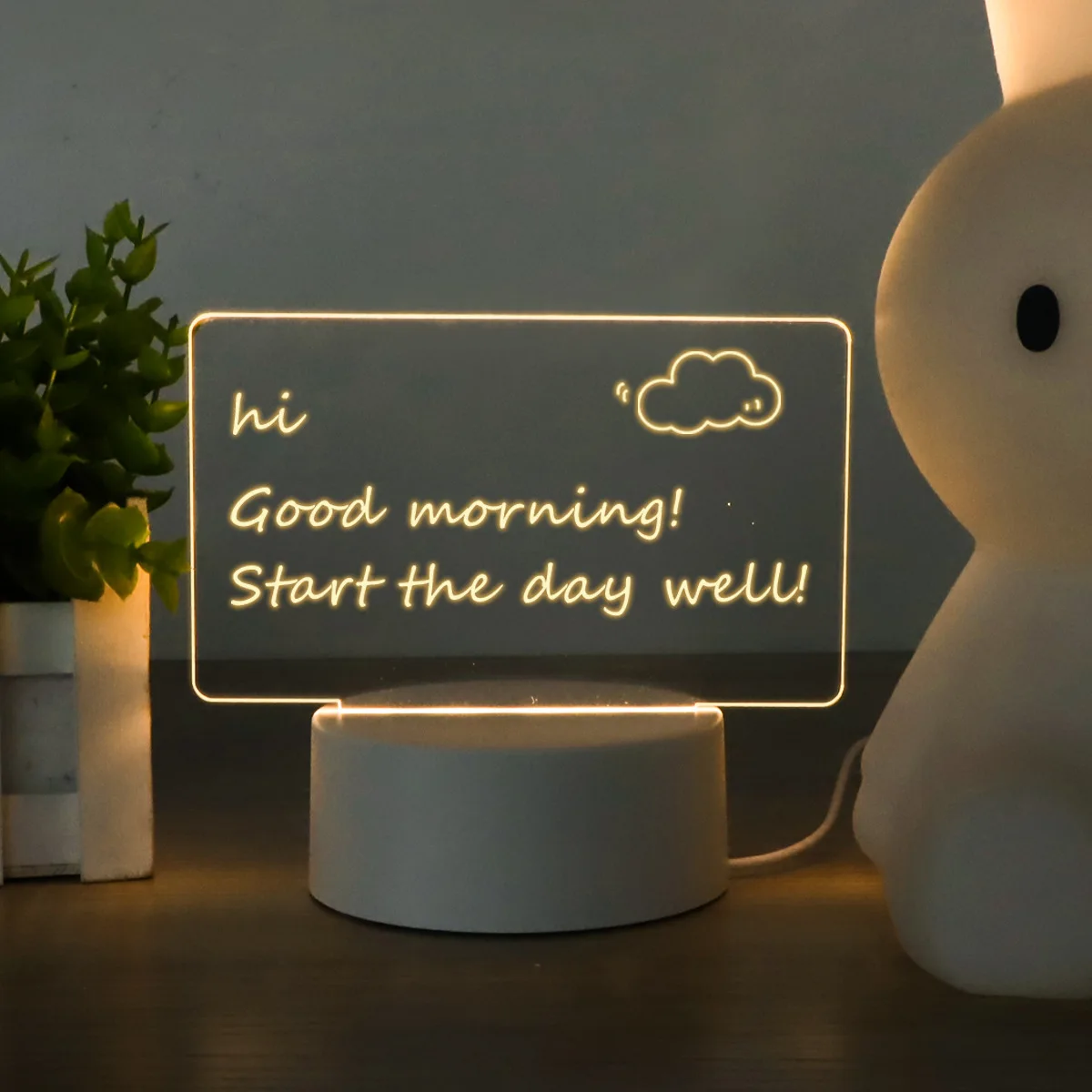 Creative Note Board USB Led Night Light with Pen Ambient Lamp Valentine's Day Girlfriend Birthday Gift Wedding Decor Nightlights