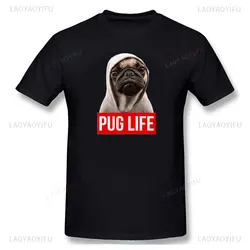 Summer Woman Man Outdoors Graphic T Shirts Funny Pug Life Cartoon Dog High Quality Cotton T-shirt Fashion Ropa Hombre