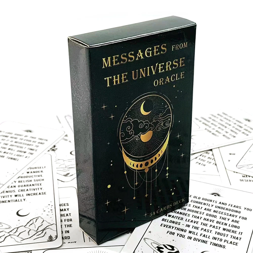 Nuevas mensajes del universo Oracle A baraja de 54 cartas, versión en inglés del juego de cartas de adivinación del destino, juegos de fiesta familiares