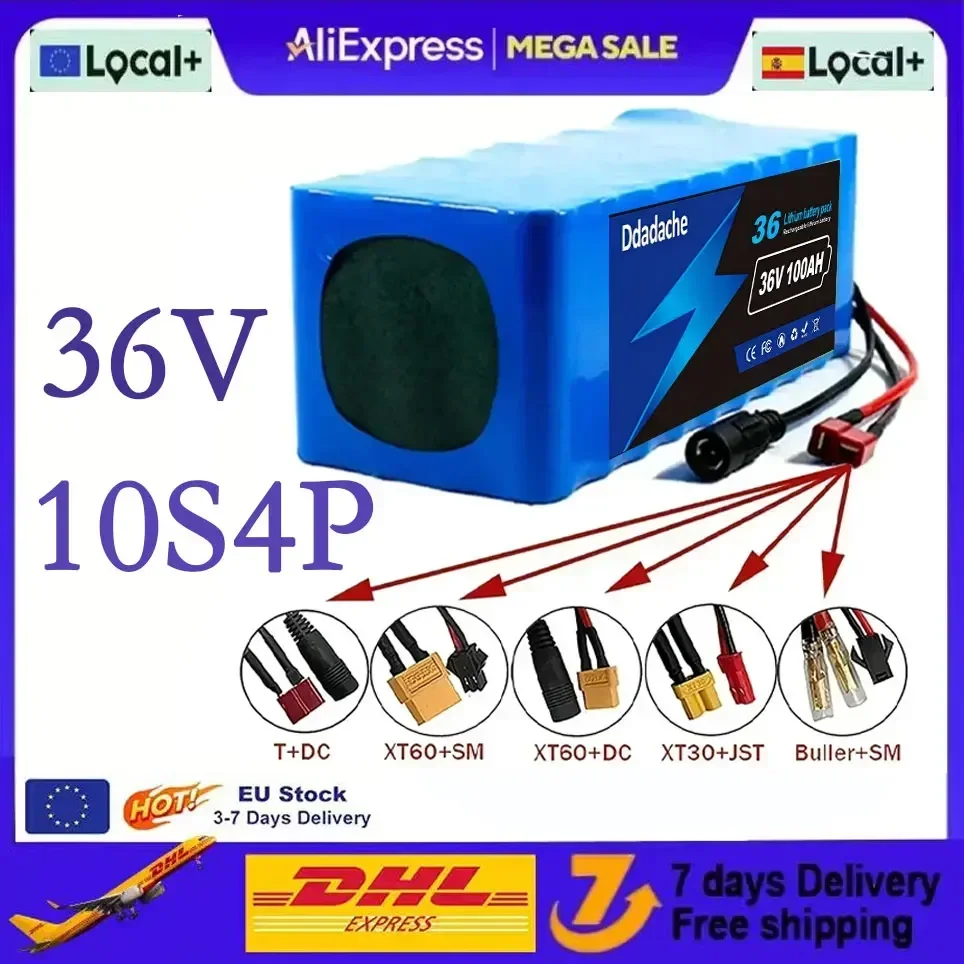 Neuer 36V 100Ah 1000W 10S4P DC/T Lithium-Ionen-Akku 100Ah für 42V mit BMS – Detail 1
