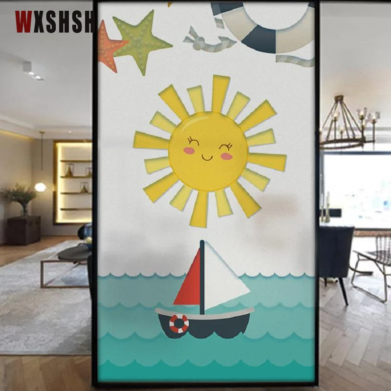 Window film Anti look Glass Film Electrostatic Cartoon No glue Privacy Decor UV-Proof Vinyl Opaque Removable Tint-Film