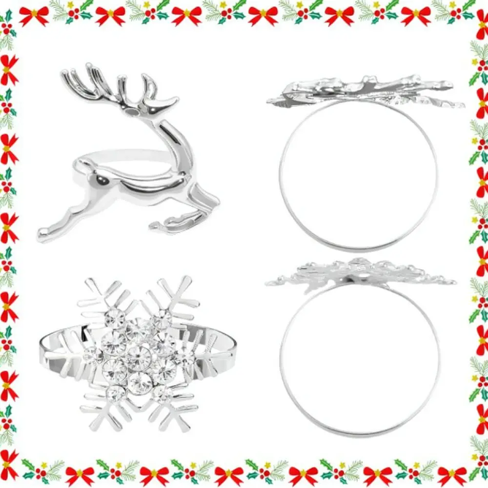 Exquisite Napkin Rings For Christmas Table Decor Metal Leaf Snowflake Serviette Holders Wedding Banquet Dining