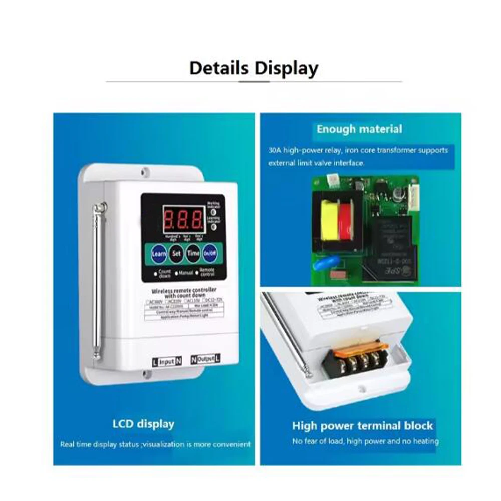 DC9V العد التنازلي التحكم عن بعد التبديل 1Ch RF الارسال اليدوي وحدة الاستقبال مضخة مياه ضخ التحكم عن بعد