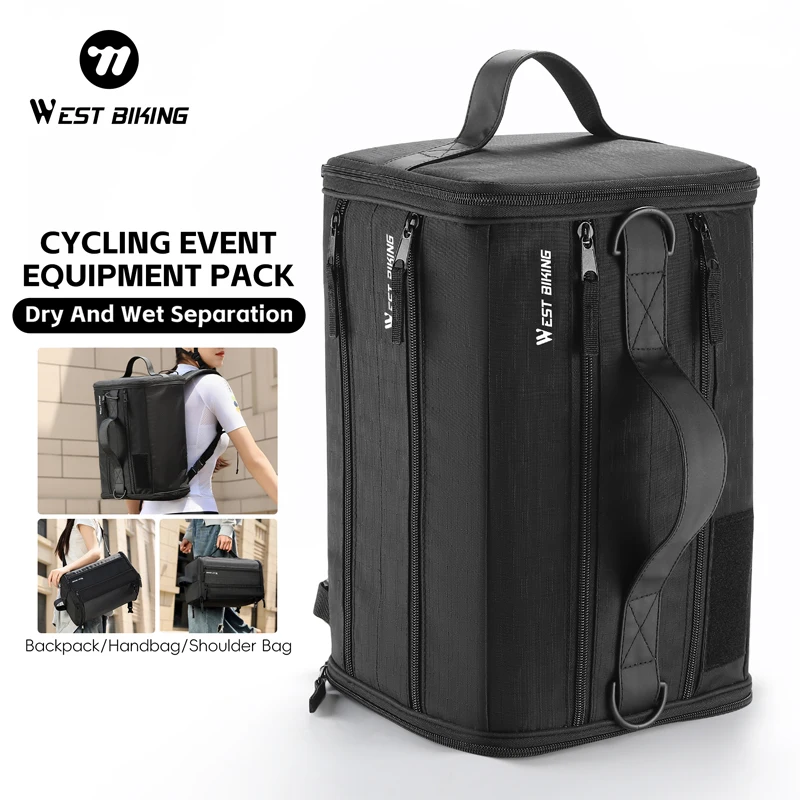 WEST BIKING 22L Cycling Gear Bag Waterproof Bicycle Backpack Dry Wet Separation Shoe Compartment Multi-pocket Sports Duffle Bag
