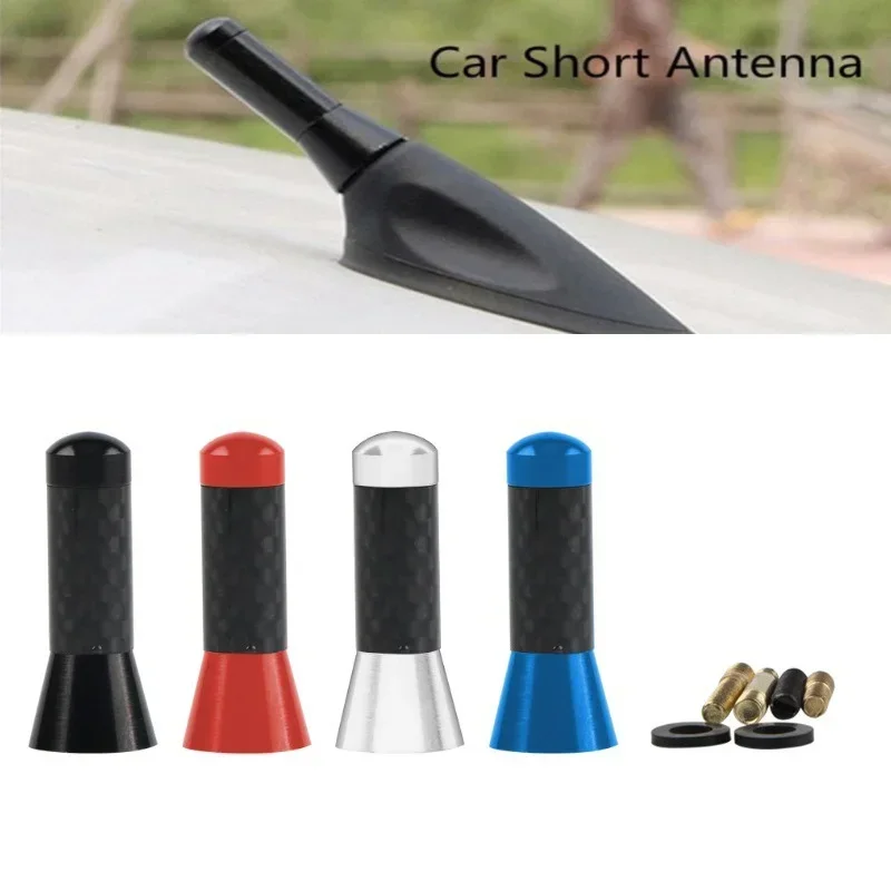

1PC 3.5cm Carbon Fibre Pattern Car Antenna Metal Short Stubby Mast Antenna Car Styling Roof Antenna Boost Signal Car Accessories