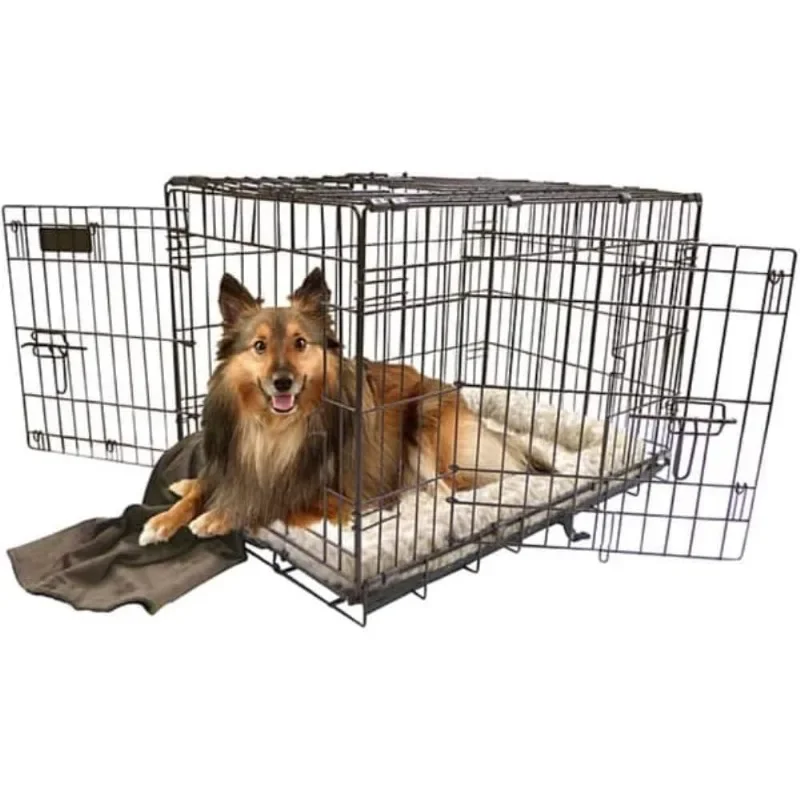 Products Two Door Great Crate Wire Dog Crate, 30 Inch, For Pets 30-50 Lbs, With 5-Point Locking System