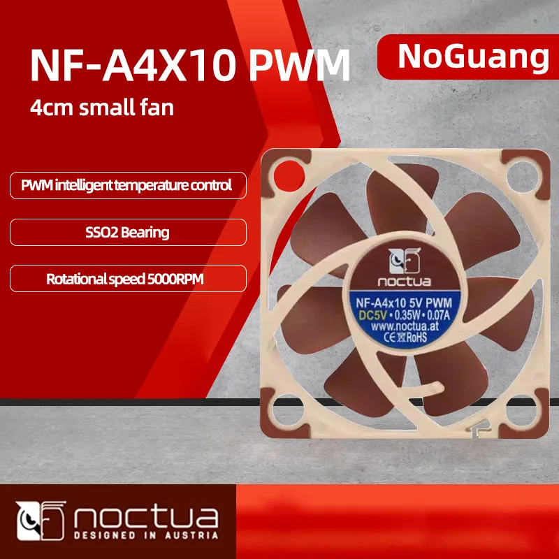 

Noctua NF-A4x10 PWM 3pin 4pin 12V 5V Case Fan 40x40x10mm Thin Fan PWM Intelligent Temperature Control Ultra Small Fan