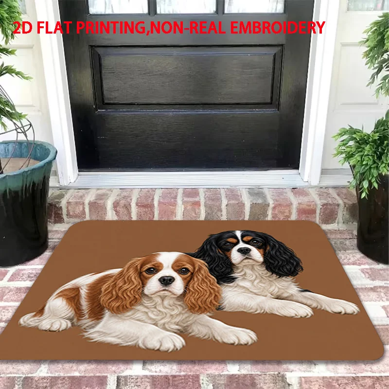 2D‑Printed Lying Cavalier King Charles Spaniel Rug, Decor for Entryway, Hallway, Bathroom, Indoor‑Outdoor Parties