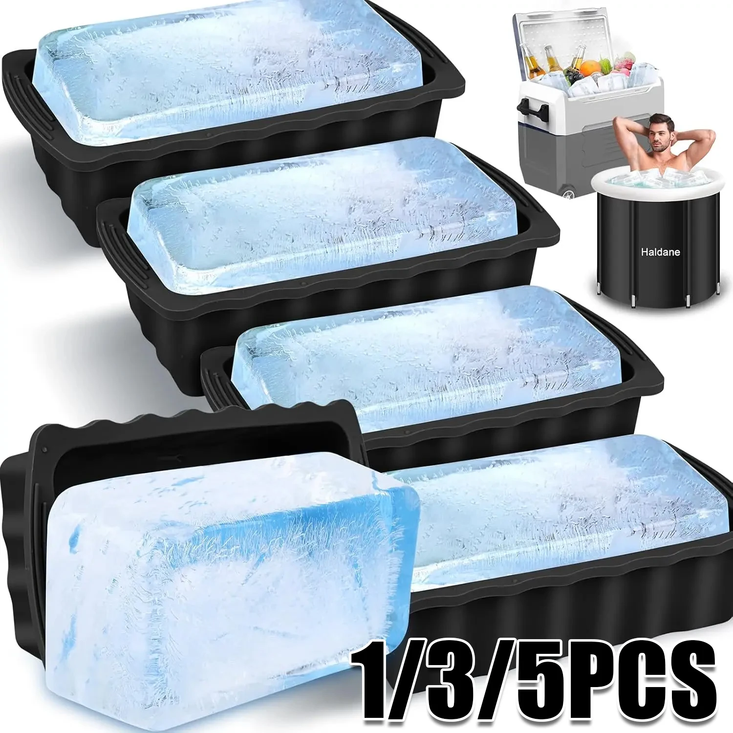 Molde para cubitos de hielo de silicona de gran tamaño, con congelación eficiente, para baño de hielo, cubos grandes, cubitera y bloques de hielo
