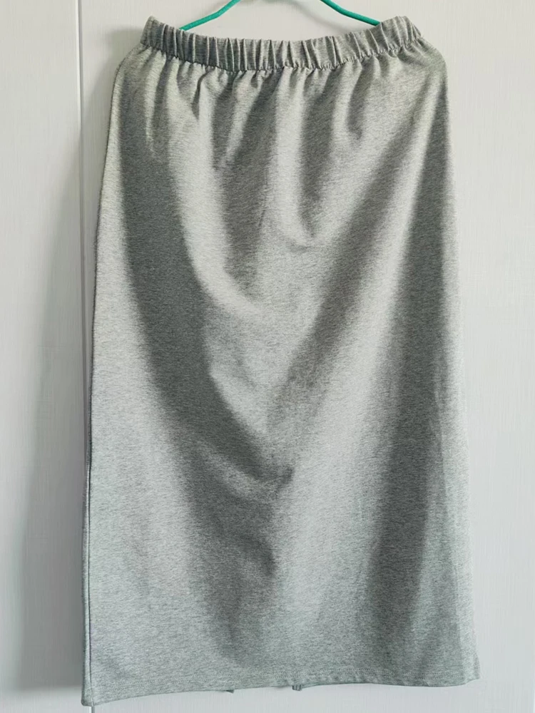 

Весенне-осенняя юбка из смеси хлопка с высокой талией и разрезом Ba, повседневная спортивная юбка средней длины для женщин, удобное дышащее...