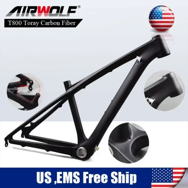 AIRWOLF T800 Carbon Bike Frame MTB 26 Mountain Bike Hardtail Frames 135*9mm Quick Release  26er*2.0Inch MTB Bicycle Hot Sale