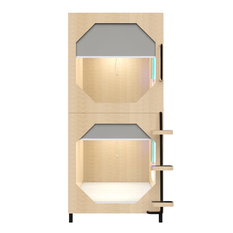 سرير كابينة خشبية فاخرة مع كبسولات شقة فندقية على الطراز الياباني على الطراز الياباني في أعلى وأسفل