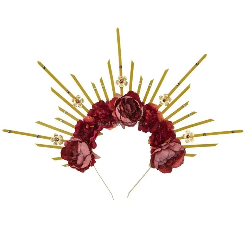 

Halos Корона богини, диадемы с шипами, повязка на голову с цветком, женский костюм, головной убор богини, готические аксессуары