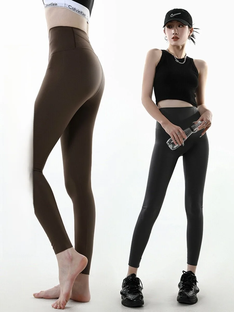 

Slimming Sharkskin Leggings Women's Cycling Trousers Yoga Pants High Waist Elastic Bottoming Pants Fashionable plus Size
