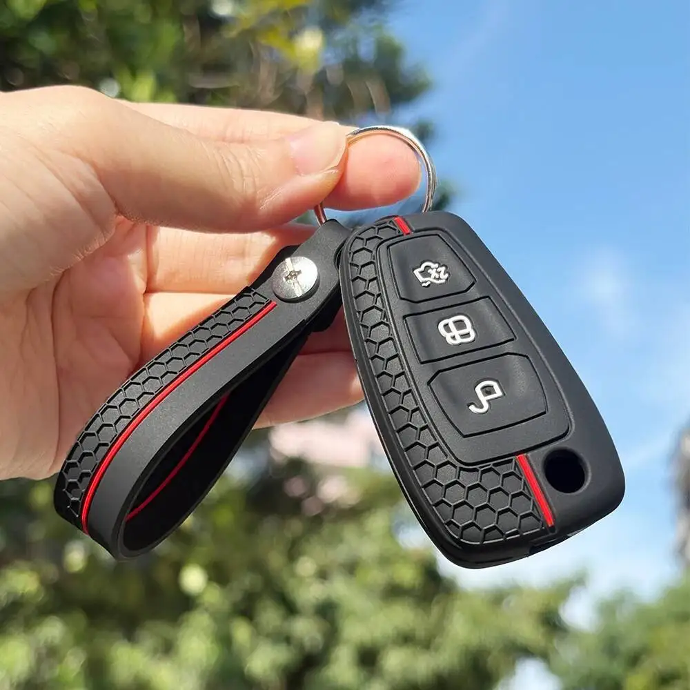 Porte-clés en Silicone pour Ford Focus Mk4 Ka Puma Fiesta Fusion Kuga Grand C Max Mondeo Ecosport, capuchons de clé de voiture