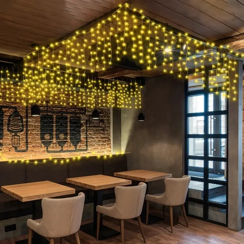 الاتحاد الأوروبي/الولايات المتحدة التوصيل في الهواء الطلق شلال جليد سلسلة ضوء LED الستار جليد عيد الميلاد هالوين ديكور سلسلة مصباح لسقف الشارع الطنف