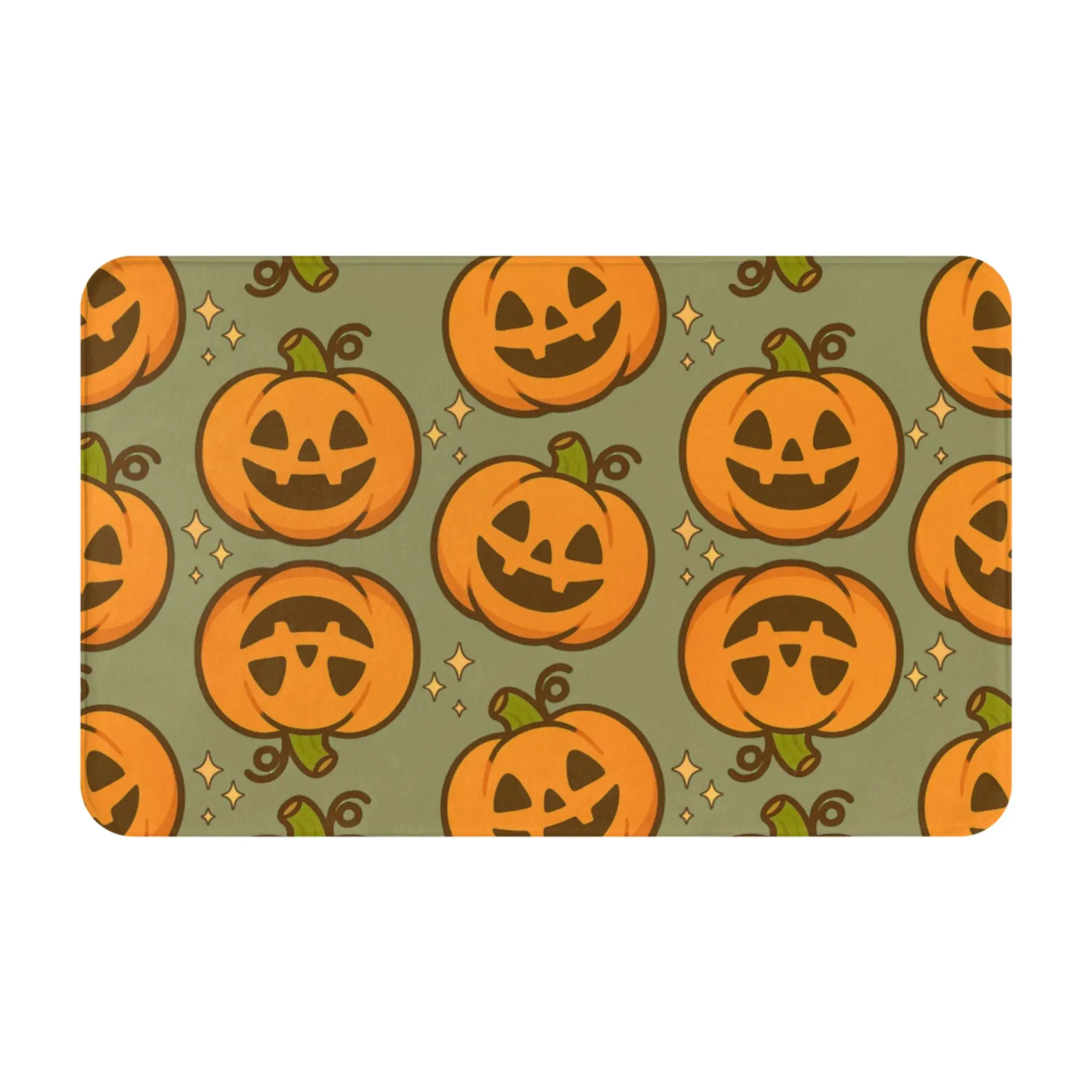 Retro Halloween Pumpkin Repeat Pattern Non-slip Mat Bath  Absorbent Doormat Home Decoration