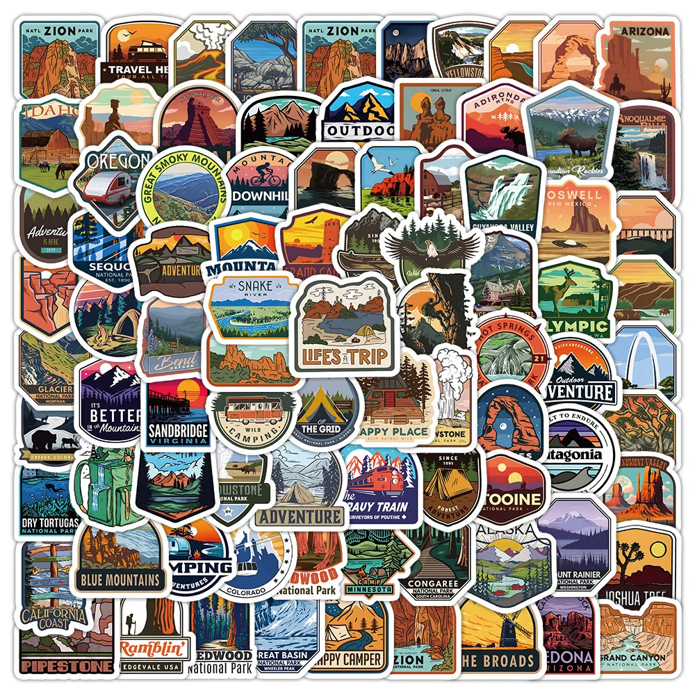 

10/50/100pcs USA National Park Landscape Stickers Aesthetic for Travel Luggage Guitar Laptop Phone Stationery Suitcase Sticker