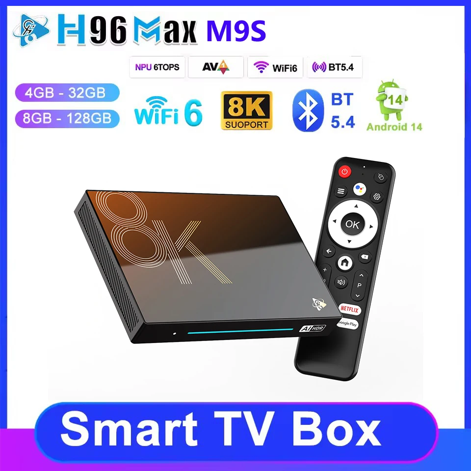 H96 MAX M9S Smart TV Box Android 14 Rockchip RK3576 Wifi6 BT5.4 1000M LAN 8K 4K и 120fps 8 ГБ 128 ГБ Медиаплеер Телеприставка H96 MAX M9S Smart TV Box Android 14 Rockchip RK3576 Wifi6 BT5.4 1000M LAN 8K 4K и 120fps 8 ГБ 128 ГБ Медиаплеер Телеприставка