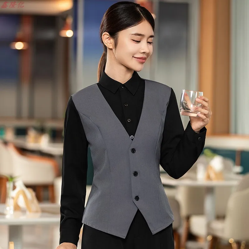 西洋レストラン ステーキハウス カフェ ティーハウス ウェイター フェイクツーピース 長袖 レストラン ケータリング 鍋レストラン 作業服