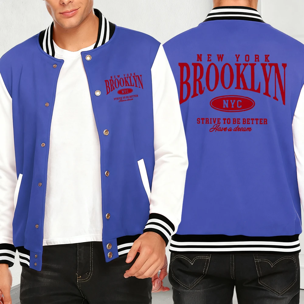 

Brooklun New York Letter Print Men Jacket Vintage Loose Streetwear Hip Hop Pocket Clothes Autumn Fashion Jackets Casual Coat