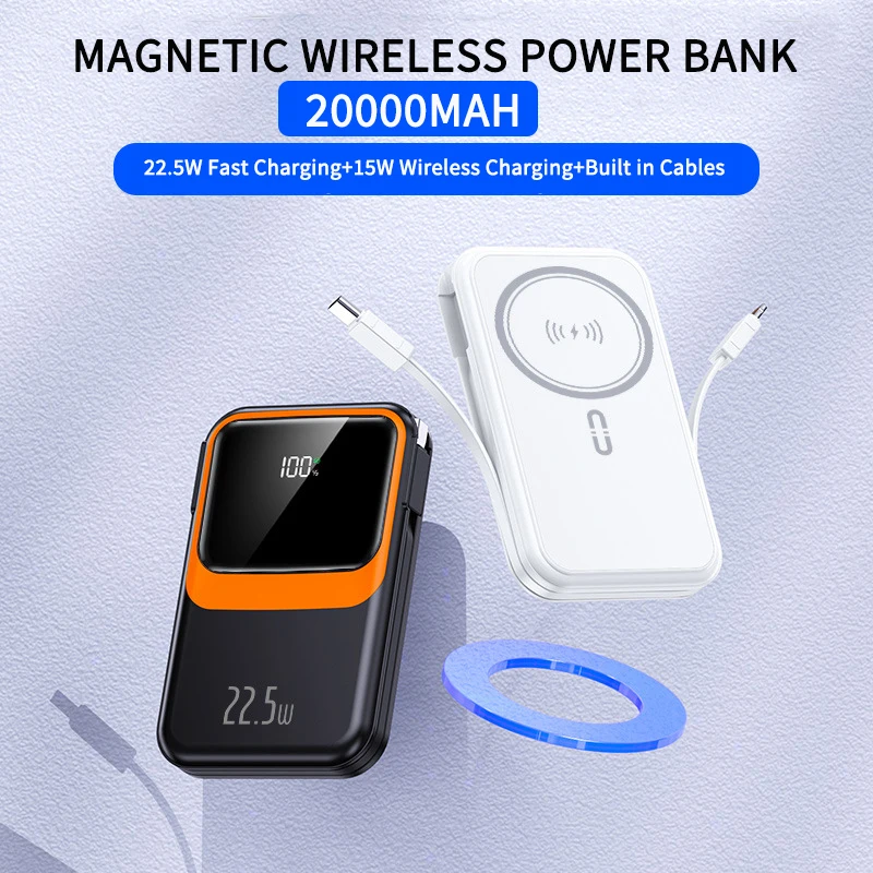 

Power Bank 20000mAh PD22.5W Magnetic Wireless Powerbank for iPhone 14 13 Huawei Xiaomi Samsung Portable Charger Mini Powerbank