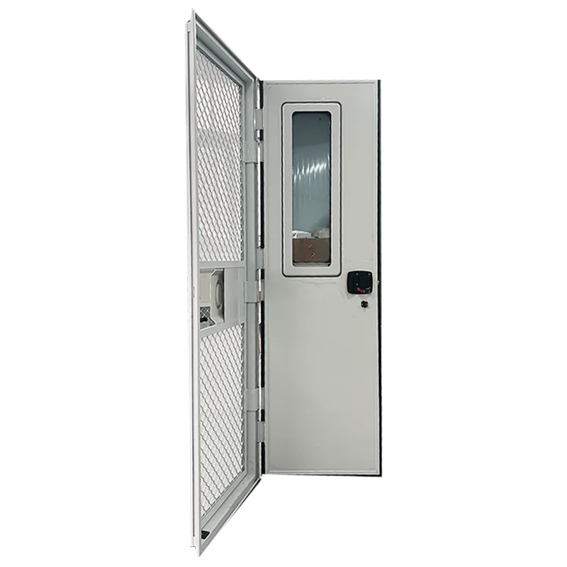 Factory Direct Supply 620*1600mm Custom Four Right Angle Type RV Travel Trailer Entry Door With Sun Blind and Inner Screen
