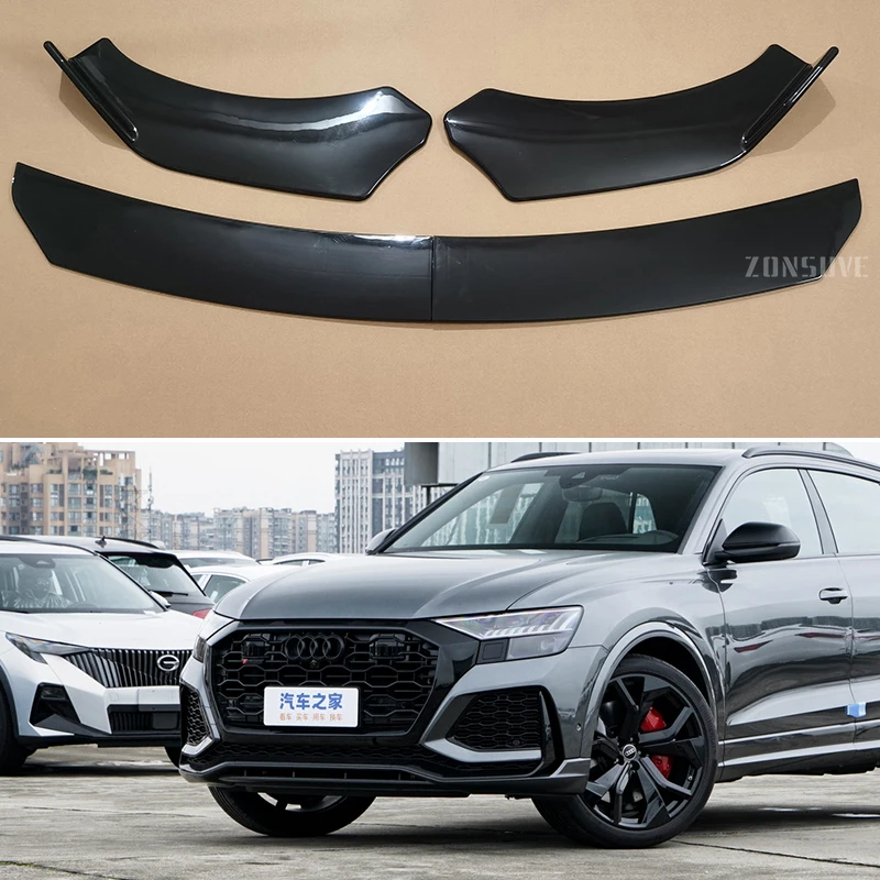 

Universal 4pcs For Audi RS Q8 2013--2024 Year Front Bumper Lip Splitter Spoiler Body Kit Accessories