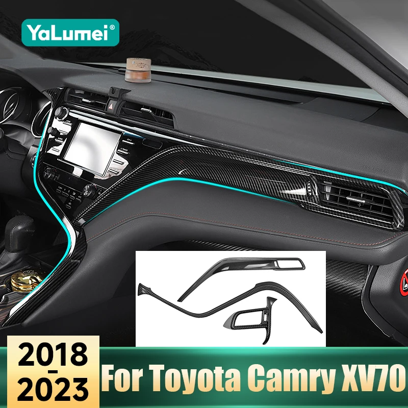 

For Toyota Camry XV70 70 2018 2019 2020 2021 2022 2023 ABS Car Center Control Dashboard Frame Trim Strip Protective Stickers