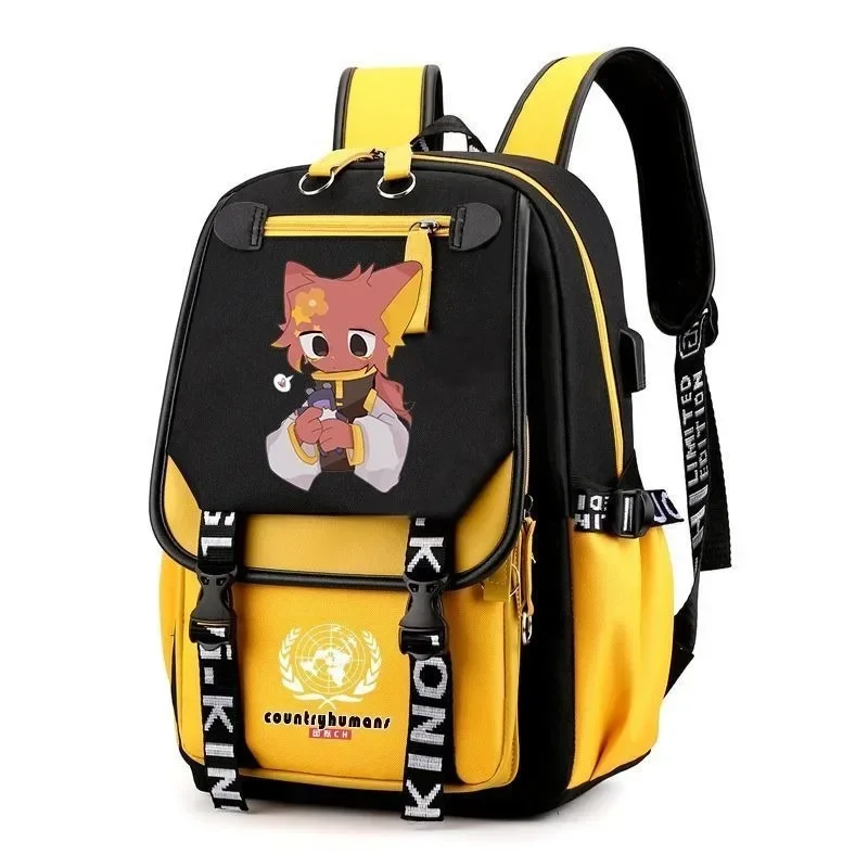 Дышащая сетка, USB-порт, разъем 3,5 мм, CountryHumans Country Humans Countryball Polandball Школьные сумки, аниме-рюкзаки для девочек и мальчиков