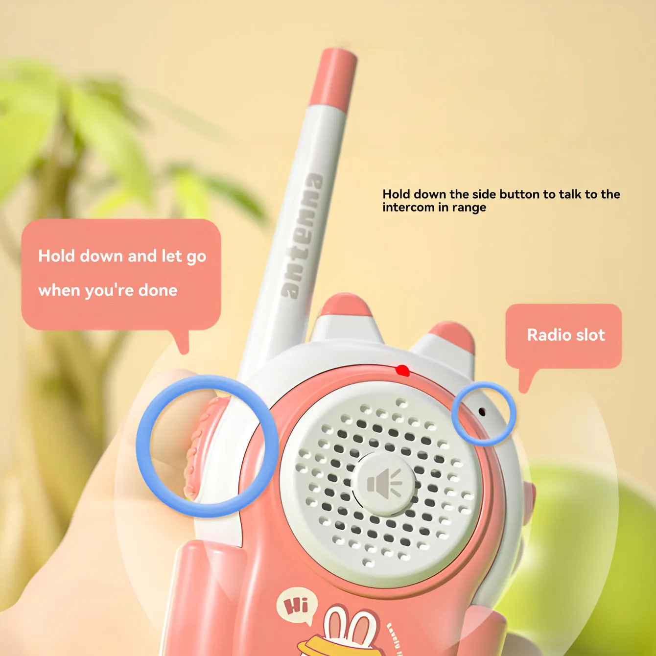 Giocattolo walkie-talkie dei cartoni animati Giocattolo di conversazione divertente Gioco interattivo per interni domestici all'aperto Qualità del suono chiara senza batteria di distribuzione