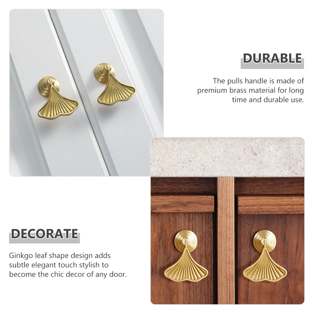 

Drawer Handle Handles Cabinets Door Knobs Personality Brass Gingko Individual Gold